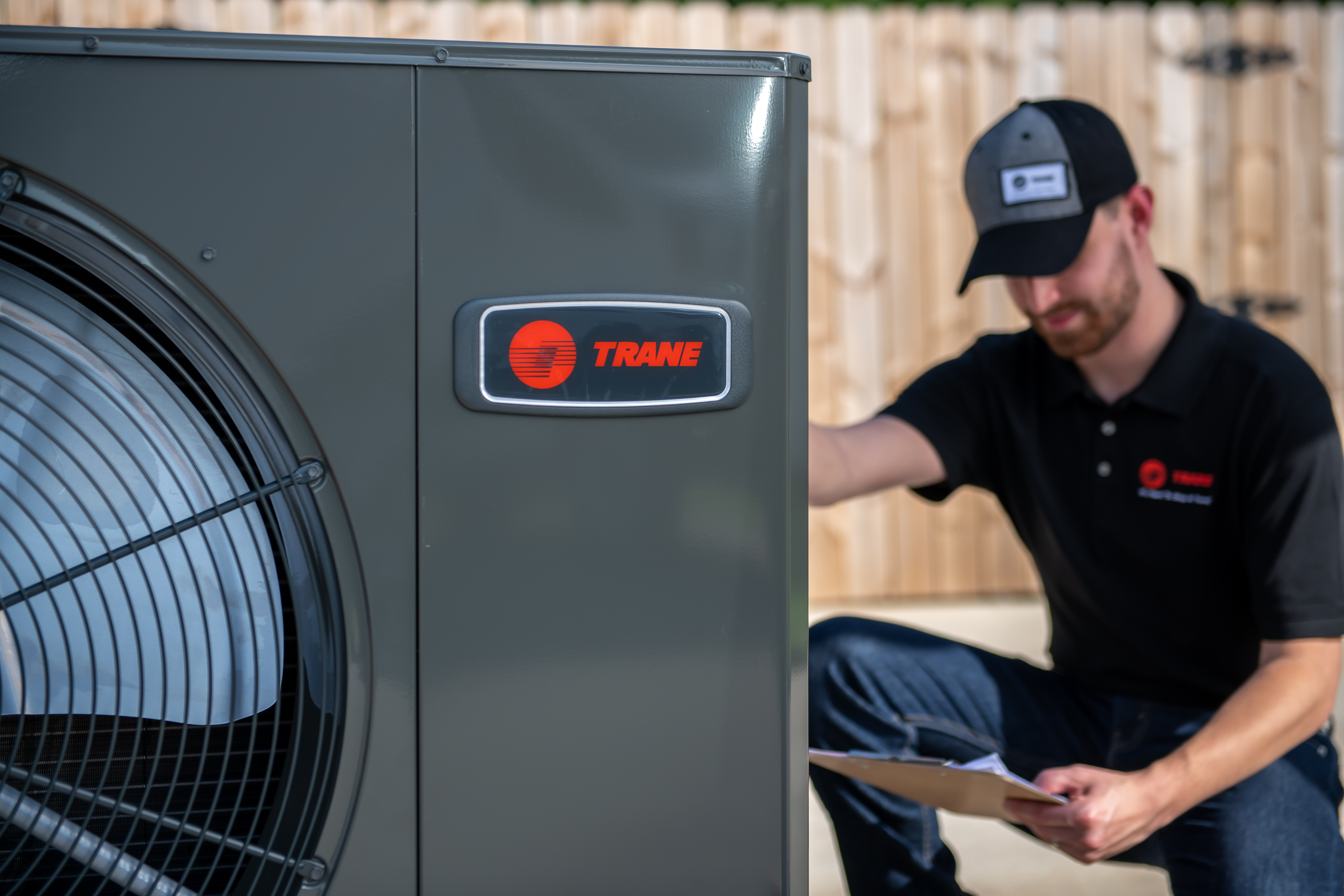 Trane employee working on a machine
